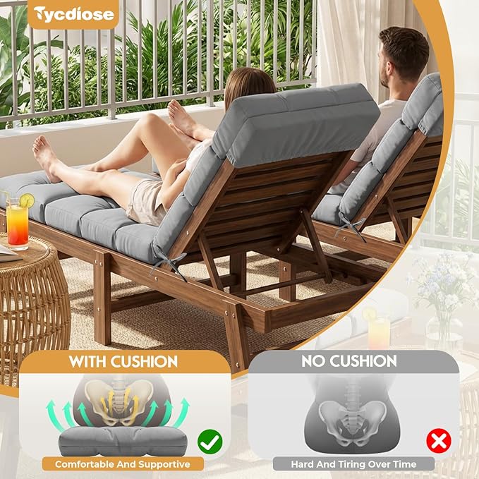 All Weather Chaise Lounge Cushions Outdoor 74.4 x 22 x 4 Inches Lounge Chair - Image 2