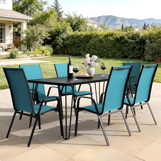 JEAREY Patio Dining Chairs Set of 6, Outdoor Stackable Dining Furniture Set - Image 8