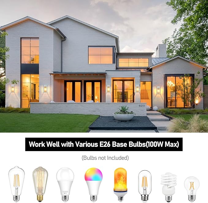 BesLowe 2-Pack Outdoor Wall Light Fixtures, Exterior Waterproof Wall Lanterns - Image 3
