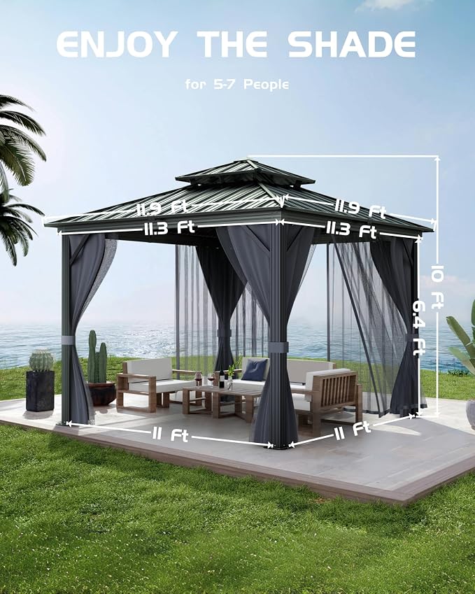 GarveeLife Hardtop Gazebo 12 ft x12 ft - Image 6