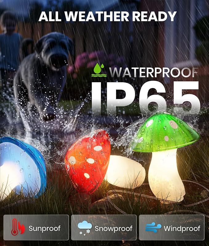 18 Pack 60FT Solar Mushroom Lights, IP65 Waterproof Garden Light Outdoor - Image 5