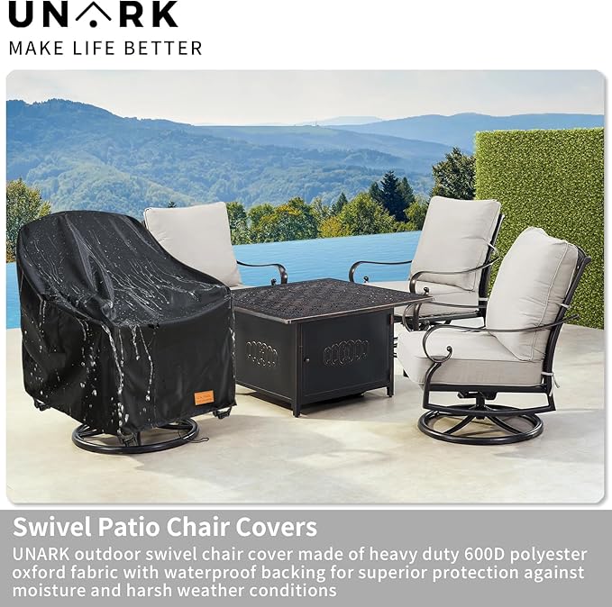 Swivel Patio Chair Cover 4 Pack, 600D Waterproof Heavy Duty Outdoor Chair Cover - Image 6
