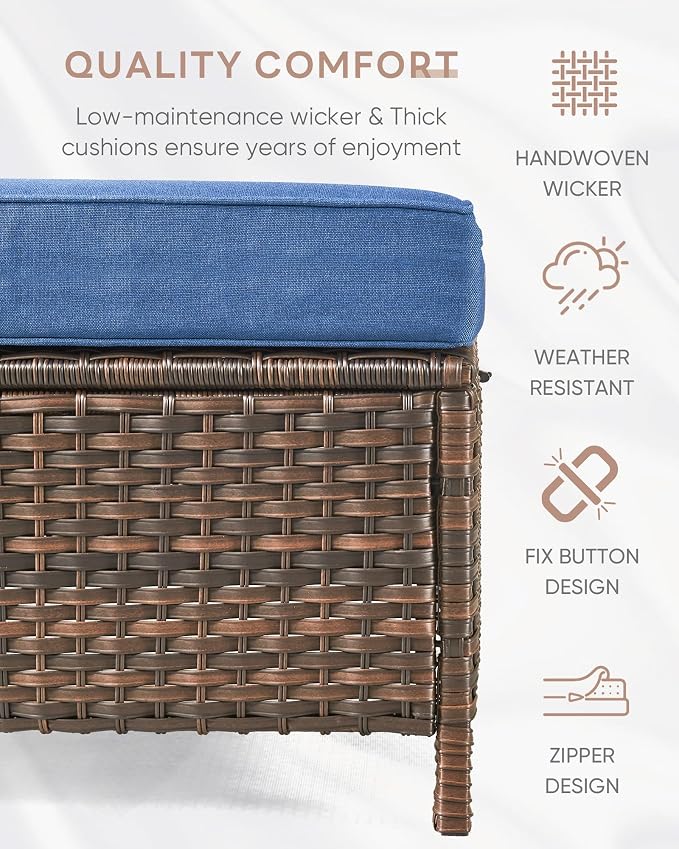Patio Ottoman Outdoor Wicker Side Table - Image 4
