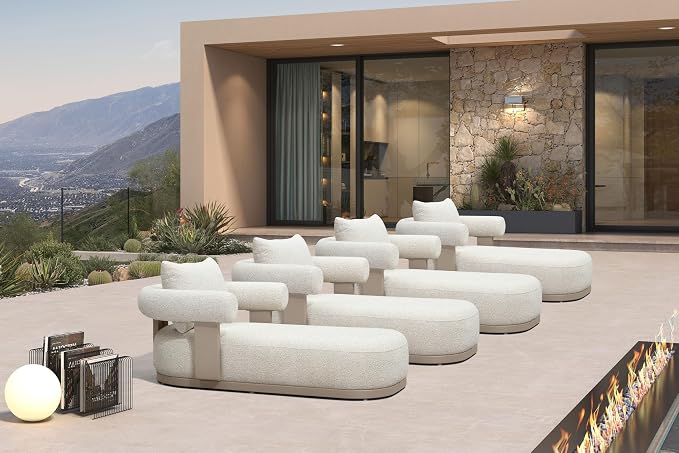 PURPLE LEAF Outdoor Chaise Lounge Chairs Set of 4 Modern Luxury Aluminum by PURPLELEAF