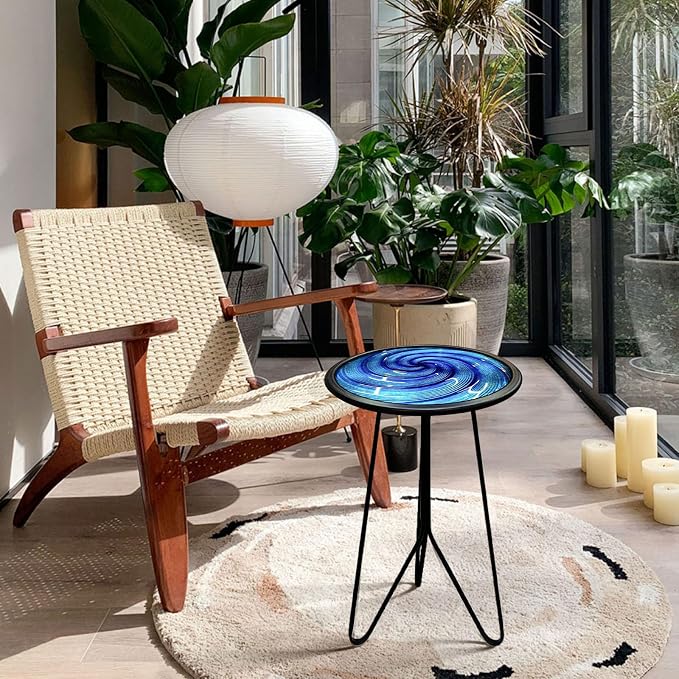 LIFFY Patio Side Table, Small Round End Table, Metal Side Table Outdoor - Image 4