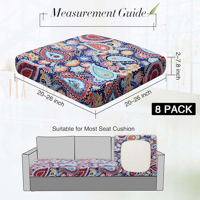 Newwiee 8Pcs Patio Cushion Covers Stretch Outdoor Cushion Cover Replacement - Image 2