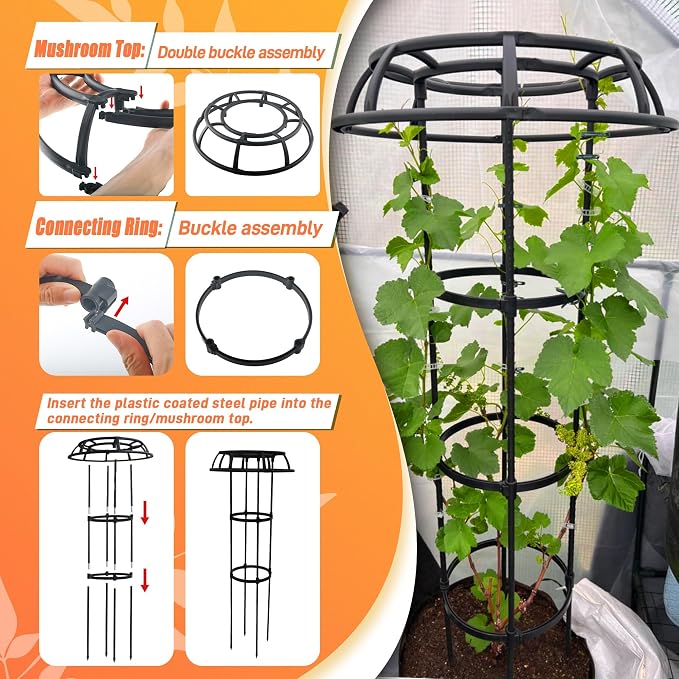 65 Inch Garden Trellis for Climbing Plants Outdoor, Mushroom Top Trellis for - Image 4