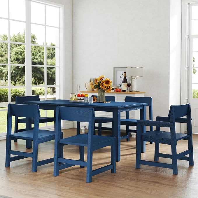 7 Piece Outdoor Dining Table Set HIPS Patio Dining Sets - Image 2