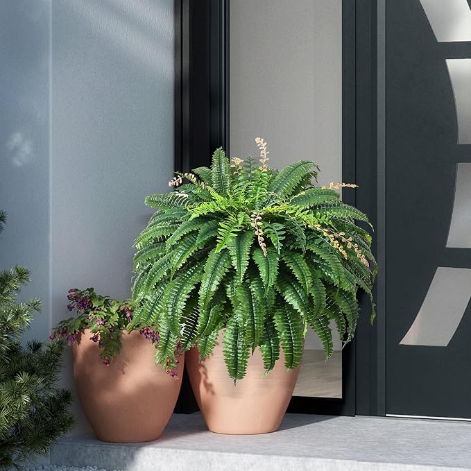 128 Leaves Fake Ferns, Large Artificial Boston Fern, Faux Fern Plants - Image 9