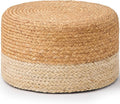 Wimarsbon Round Pouf Ottoman, Natural Hand Knitted Footrest Poof, Rustic Lounge by Wimarsbon
