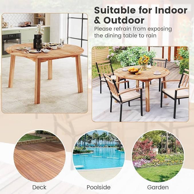 Tangkula 53" Round Outdoor Dining Table - Image 8