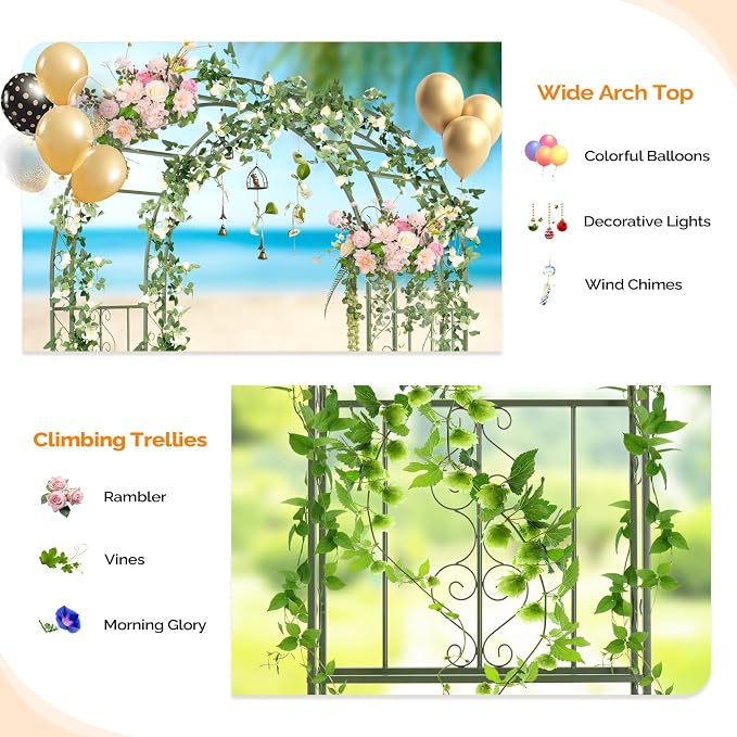VINGLI Garden Arbor, Double Layer Arch Archway - Image 3