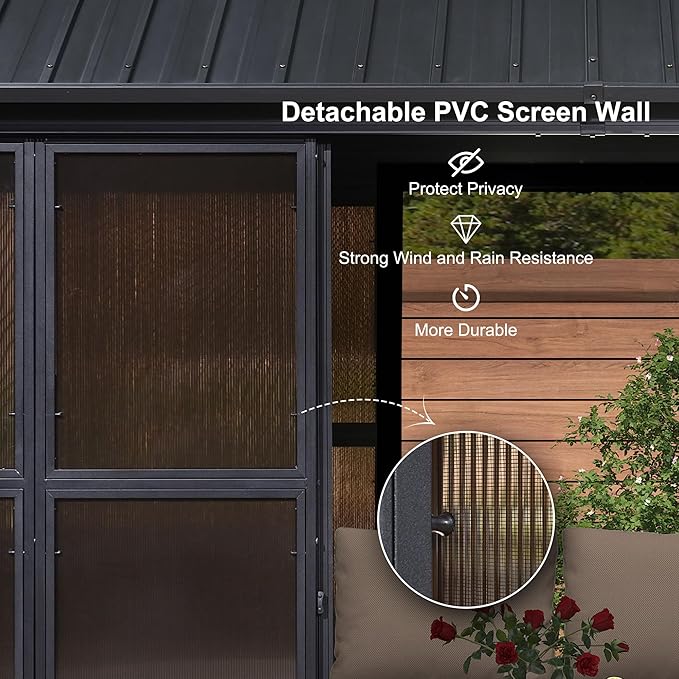 PURPLE LEAF 12' X 14' Patio Hardtop Gazebo Double Top Outdoor Screen Aluminum - Image 3