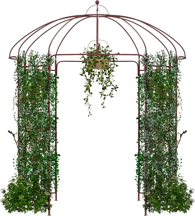 HAPPYGRILL Birdcage Shape Garden Arbor, 7 x 8.4 ft Heavy Duty Metal Garden by HAPPYGRILL