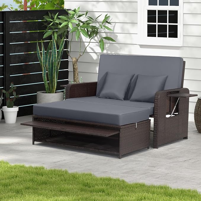 RELAX4LIFE Wicker Patio Outdoor Daybed by RELAX4LIFE