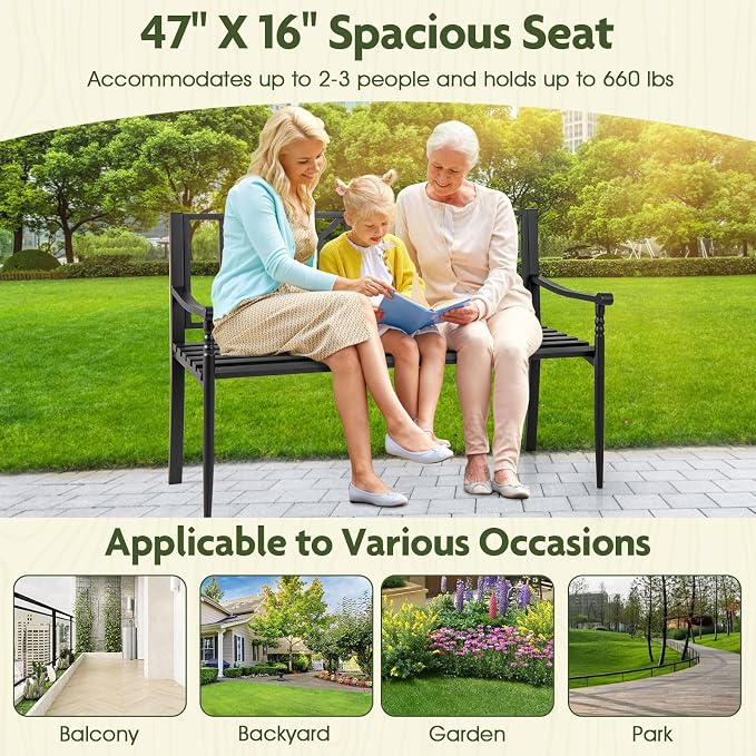Giantex Metal Outdoor Bench - Image 7