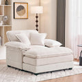 46.9" W Oversized Chair with Ottoman, Corduroy Upholstered Chaise Lounge Chair by ZXDesign
