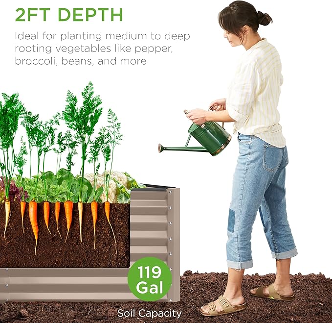 Best Choice Products 4x2x2ft Outdoor Metal Raised Garden Bed, Deep Root Planter - Image 2