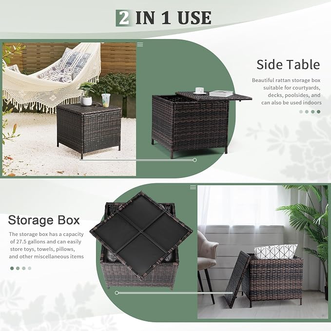 Outvita Outdoor Side Table, Rattan Coffee Table - Image 4