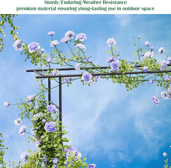 Garden Arch Trellis for Climbing Plants Outdoor 7.7 Ft Metal Garden Arbor - Image 3