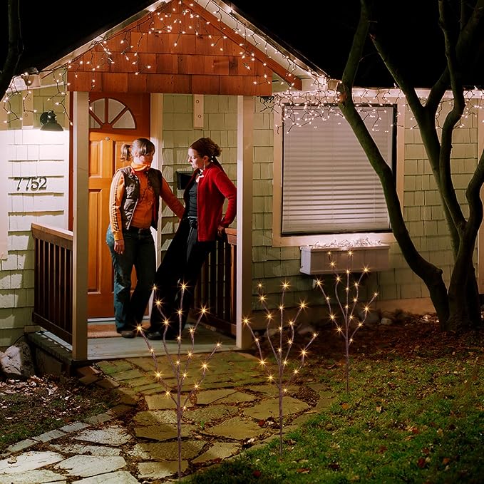 Vanthylit 3PK 30" Brown Lighted Twig Branches Pathway Light 60 LED Warm White - Image 9