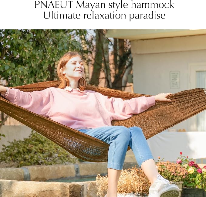 PNAEUT Handwoven Mayan Hammock, Thick Soft Rope Double Hammock - Image 3