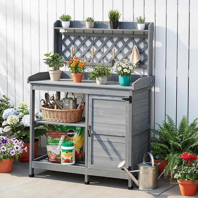 VEVOR Potting Bench Table, Outdoor Gardening Wooden Workstation - Image 8