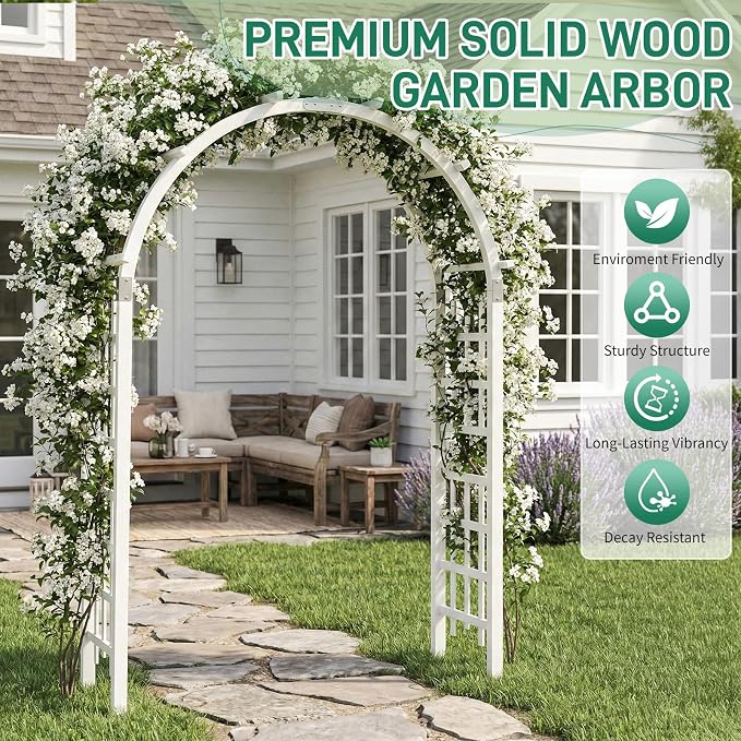 VINGLI Wooden Garden Arbor, Heavy Duty Outdoor Frame Trellis - Image 2