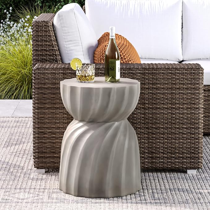 COSIEST Outdoor Side Table, Concrete Accent Side Table, Patio Side Tables End - Image 5
