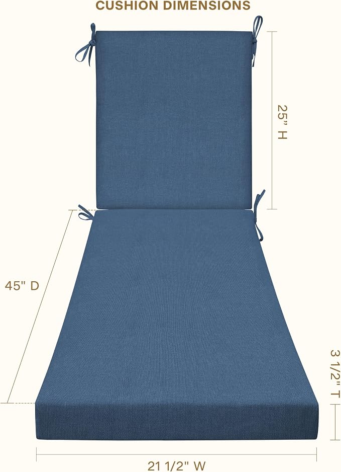 Honeycomb Outdoor Heritage Chaise 21.5 x 70, Textured Solid Pacific Blue Chaise - Image 4