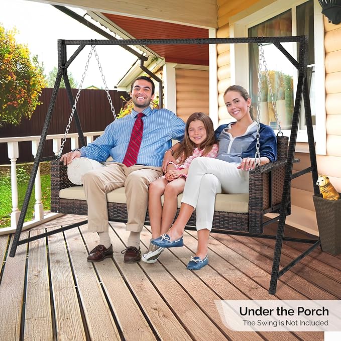 VINGLI 7 FT Rattan Porch Swing Stand, Patio Swing Frame Support 1200 LBS - Image 5