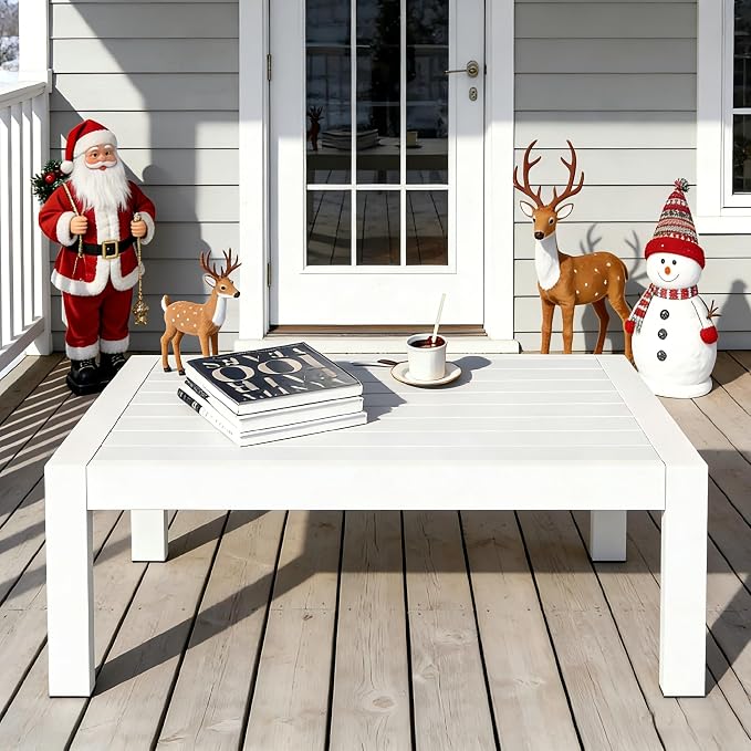 All-Weather Aluminum Outdoor Coffee Table, Modern Coffee Table - Image 4