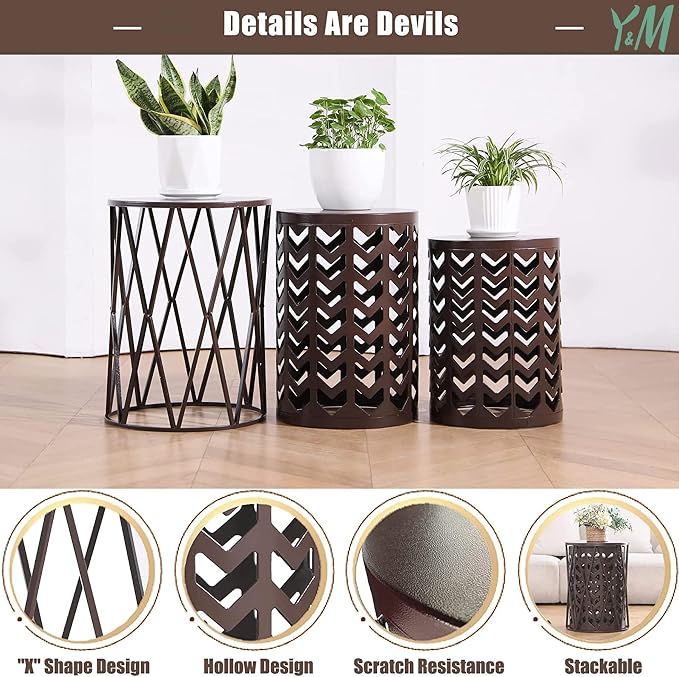 Y&M Nesting Side Table, Indoor End Tables, Outdoor Garden Stool - Image 3