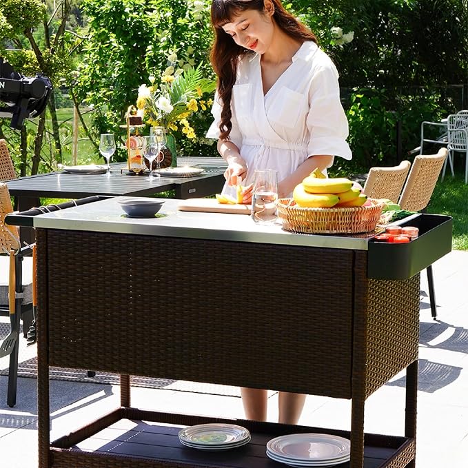 Grand patio Outdoor Bar Cart, Patio Storage Cabinet - Image 2