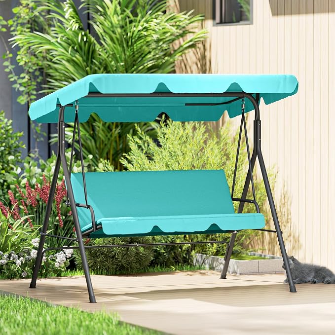 Outsunny 3-Seat Outdoor Patio Swing Chair - Image 8