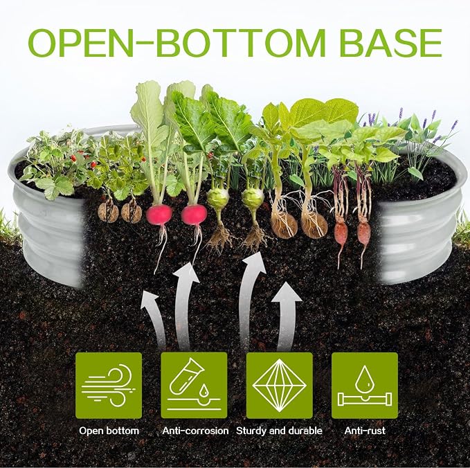 Gardmax 2 Pack Galvanized Raised Garden Bed, Lightweight Planter Boxes Outdoor - Image 3