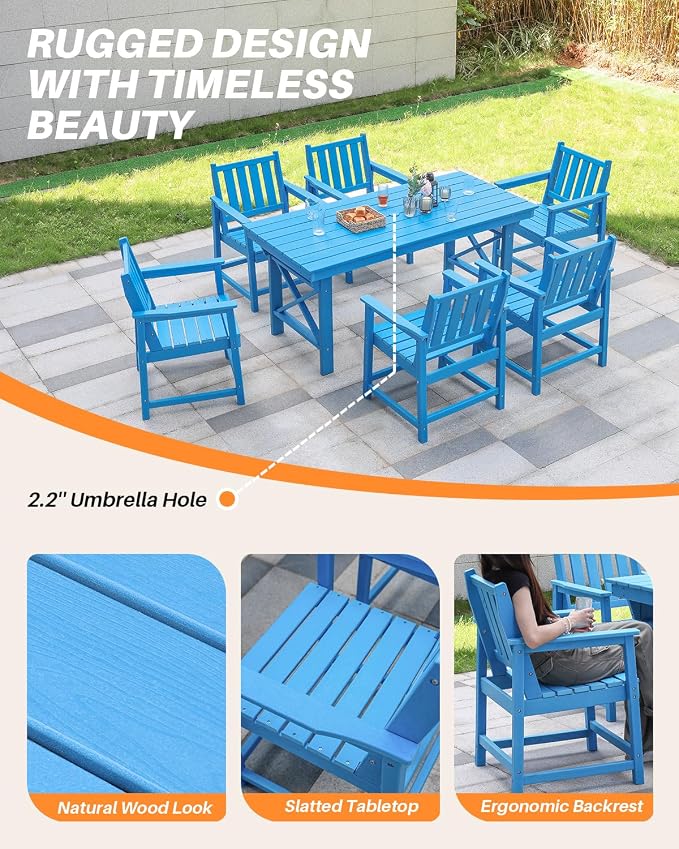 HDPE Patio Dining Set, 5-Piece Outdoor Table and Chairs - Image 9