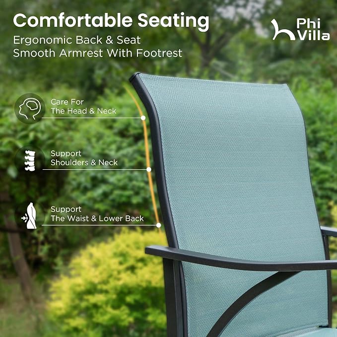PHI VILLA 3 Piece Outdoor Bar Set, High Top Patio Bistro Table and Bar Chairs - Image 4