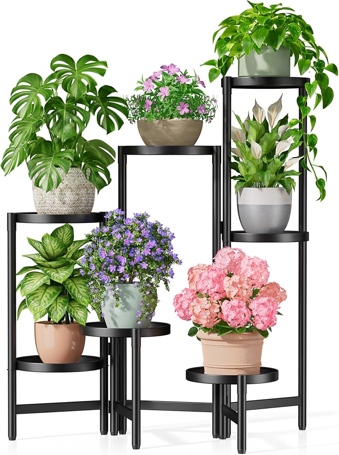 7 Tiered Metal Corner Plant Stand Indoor Outdoor, Tall Large Folding Rack by Unknown