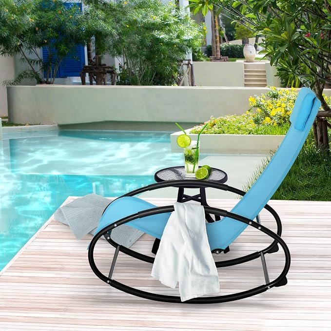 Outsunny Pool Lounger, Outdoor Rocking Lounge Chair - Image 2