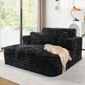 56" Oversized Chaise Lounge Chair Indoor, Plush Faux Fur Sleeper Sofa Couch Bed by JEEOHEY