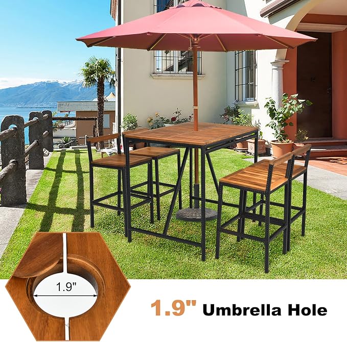 HAPPYGRILL 5 Pieces Patio Bar Table Set - Image 4