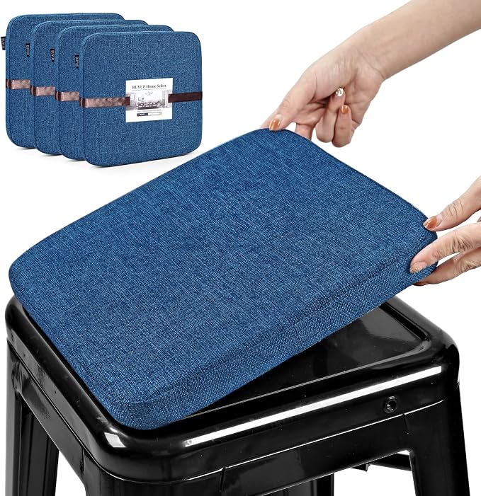 BUYUE Friendly Woven Fabric Magnetic Bar Stool Cushions Set of 4, Enhanced by BUYUE