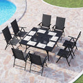 PHI VILLA 9 Piece Patio Dining Set, Outdoor Dining Furniture Patio Table Set by PHIVILLAThepioneerofcomfortablehouseholdsupplies