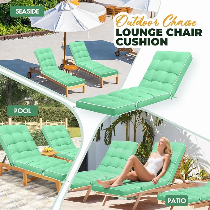 Outdoor Chaise Lounge Chair Cushion, Waterproof Non-Slip Patio Chaise Lounge - Image 7