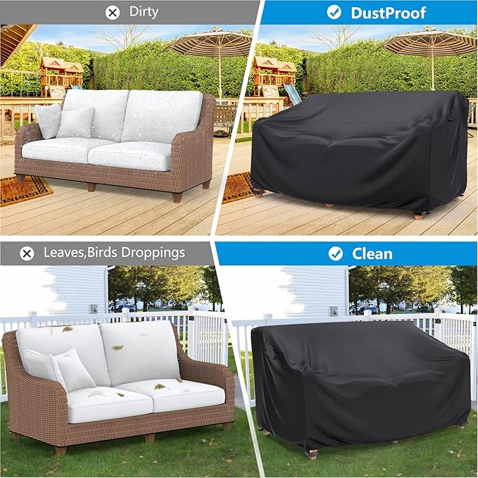 Heavy Duty Patio Sofa Cover Waterproof, Mrrihand 2-Seater Outdoor Sofa Loveseat - Image 6