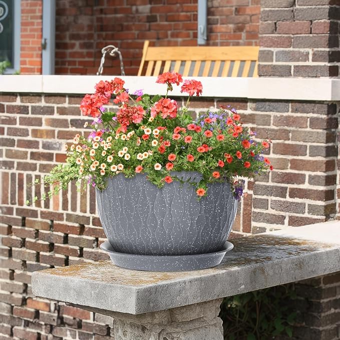 Large Flower Pots 12/10/9 inch, 3 Set Big Plant Pots - Image 6