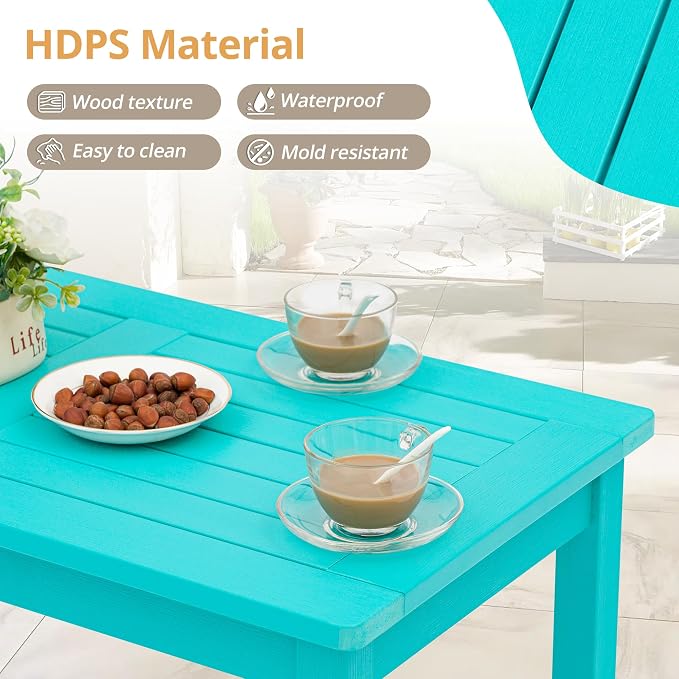 LUE BONA Outdoor Coffee Table Rectangle, HDPS Patio Coffee Tables - Image 5