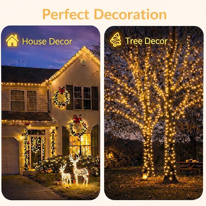 4-Pack Solar Fairy Lights Outdoor, 800 LEDs 264FT Extra-Long Solar String Lights - Image 3