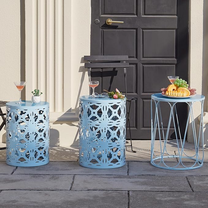 Y&M Set of 3 Heavy-Duty Round End Table, Side Table, Coffee Table - Image 5